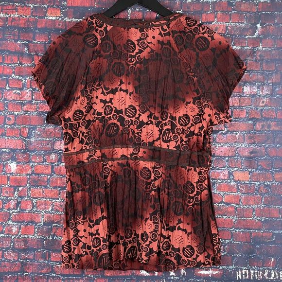 Axcess Liz Claiborne Crinkle Japanese Red Tunic M - Picture 2 of 5